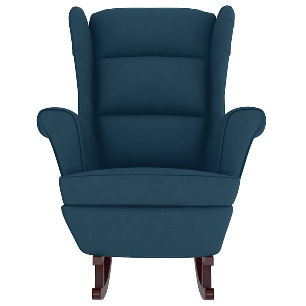vidaXL Люлеещ се стол с облегалка син кадифе и масивно дърво