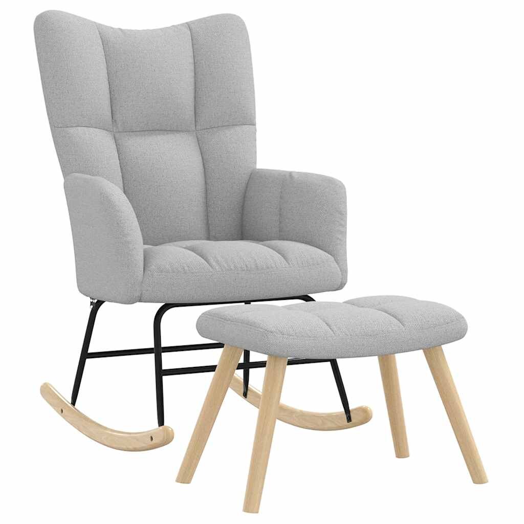 vidaXL Люлеещ се стол с табуретка за крака Cloud Grey Fabric