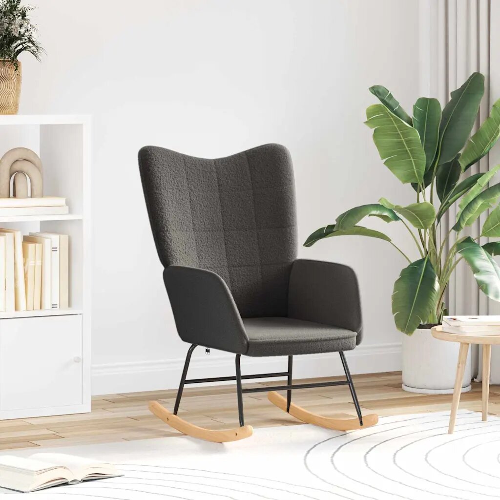 vidaXL Люлеещ се стол Тъмен сив Тъкан Шерпа