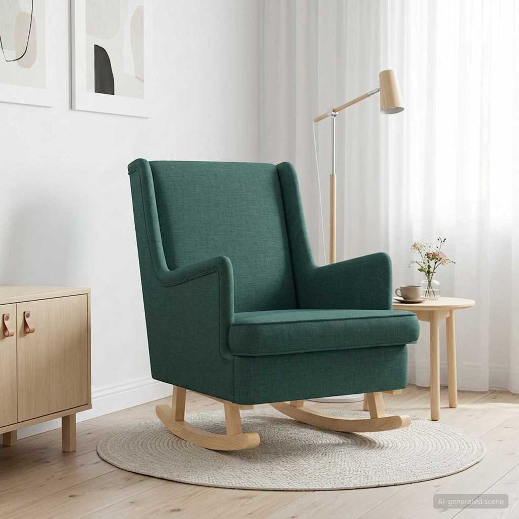 vidaXL Люлеещ се стол Тъмен зелен 62 x 80 x 85 см текстил