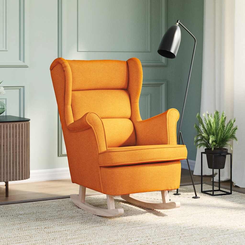 vidaXL Люлеещ се стол тъмножълт 74x90x102 cm плат