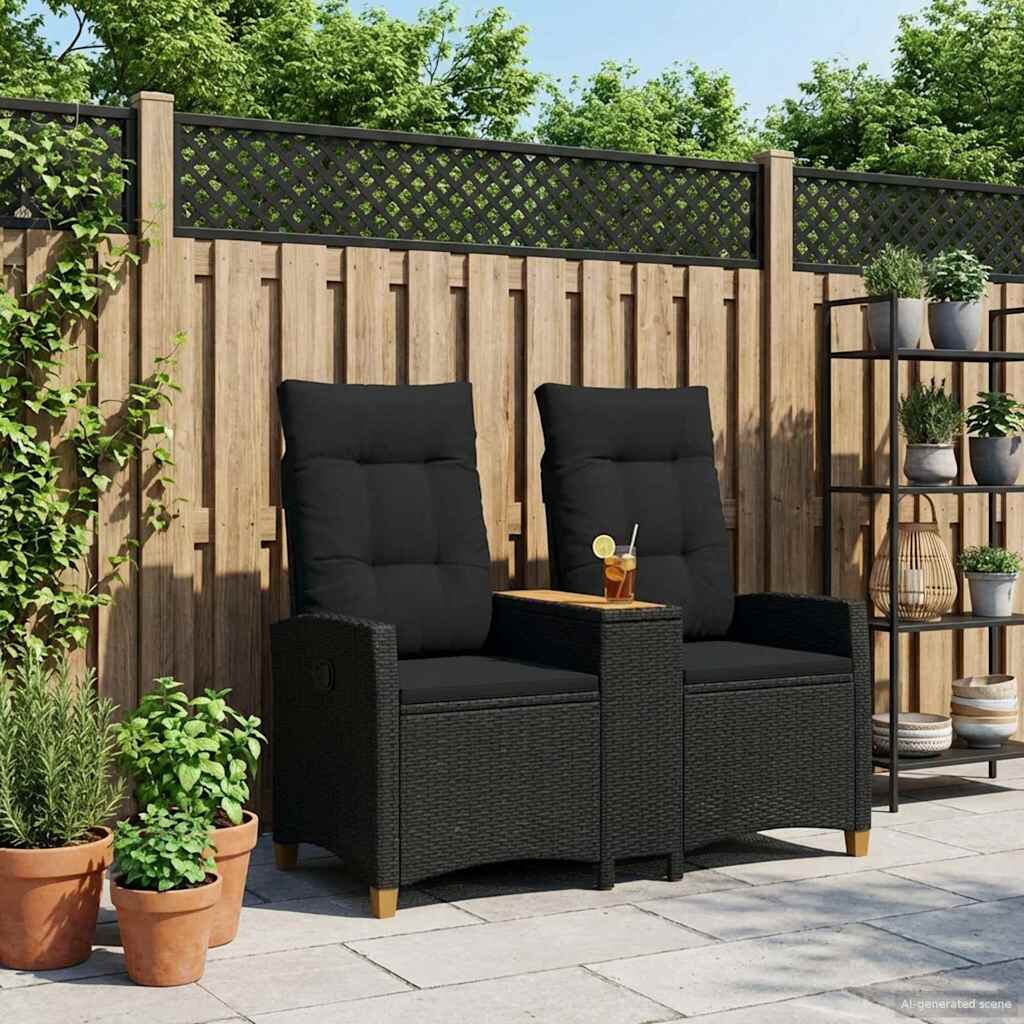 vidaXL Люлееща се пейка с маса 2 -Seater 126 x 65 x 112 см полиратан