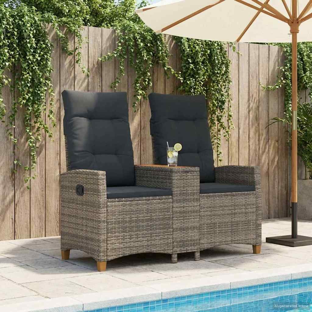 vidaXL Люлееща се пейка с маса 2 -Seater 126 x 65 x 112 см полиратан