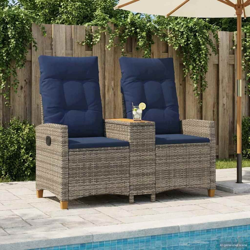 vidaXL Люлееща се пейка с маса 2 -Seater 126 x 65 x 112 см полиратан