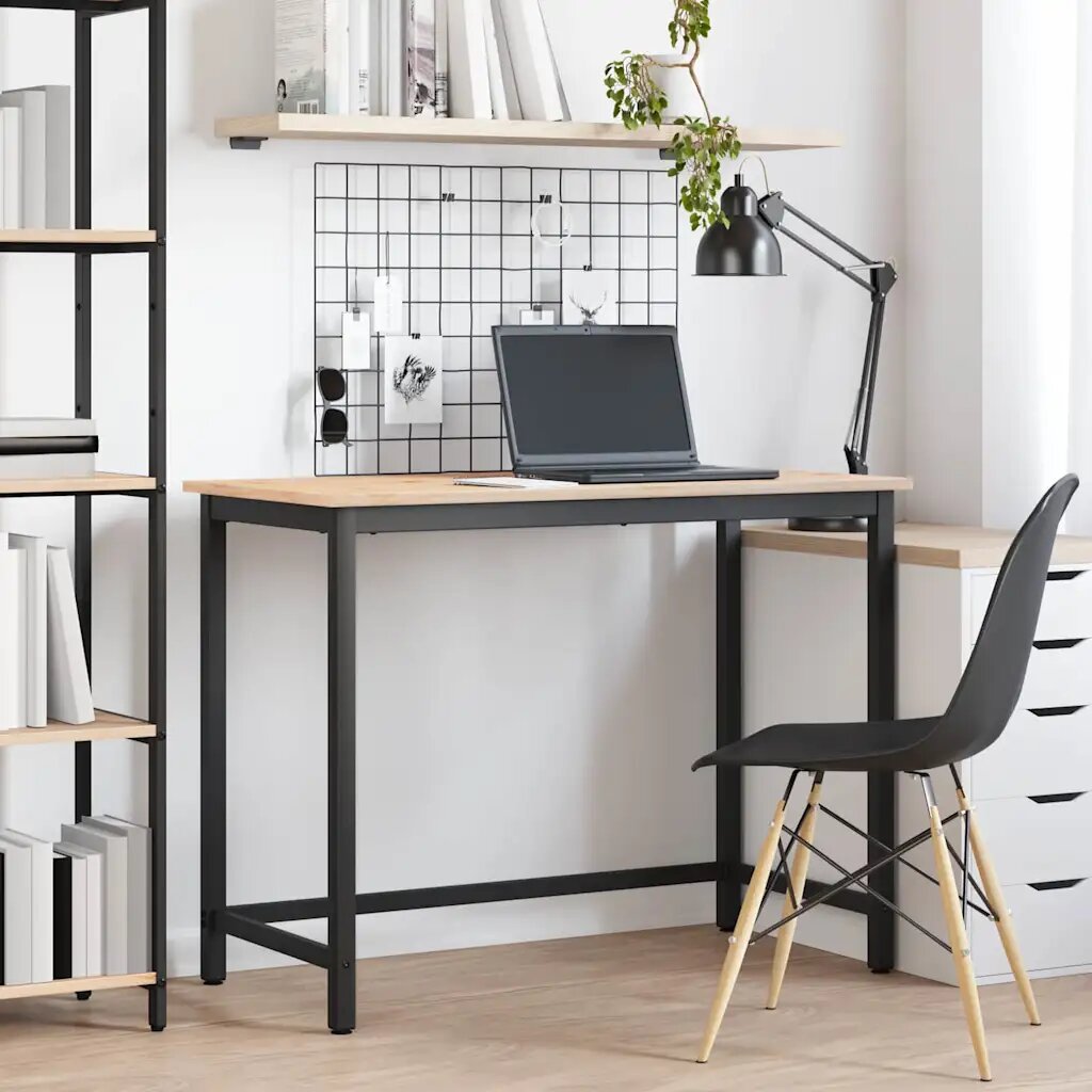vidaXL Маса Естествен 100 x 50 x 77 см Инженерна дървесина и стомана