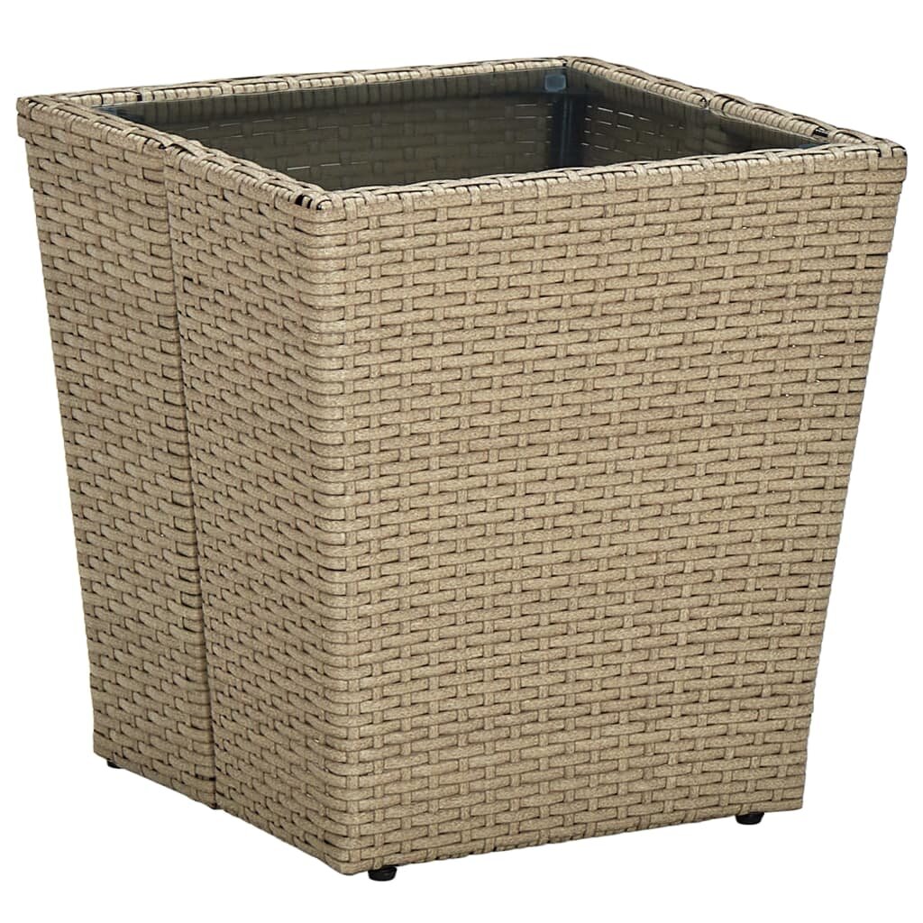 vidaXL Маса за чай бежова 415x415x43 см полиратан и закалено стъкло