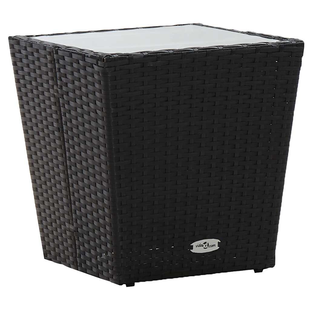 vidaXL Маса за чай черна 415x415x43 см полиратан и закалено стъкло