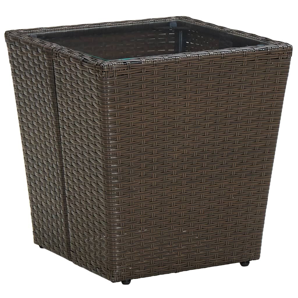 vidaXL Маса за чай кафява 415x415x43 см полиратан и закалено стъкло
