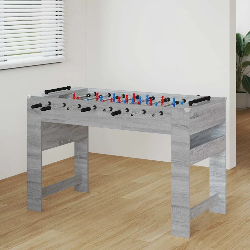 vidaXL Маса за фуутбол Сиво Сонома 125 x 605 x 80 см