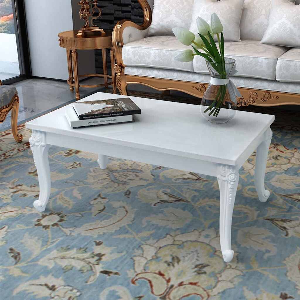 vidaXL Маса за кафе 100x60x42 cм силен гланц бяла