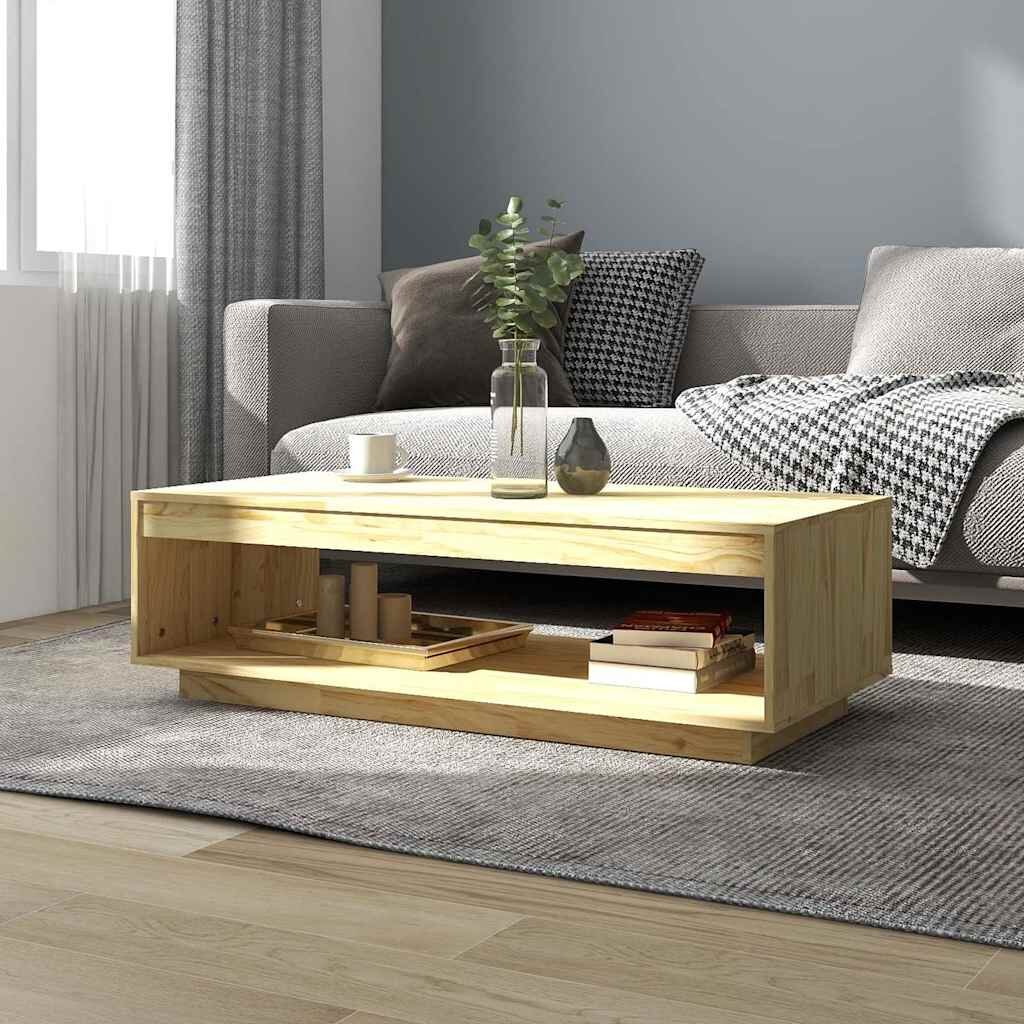 vidaXL Маса за кафе 110x50x335 см борово дърво масив