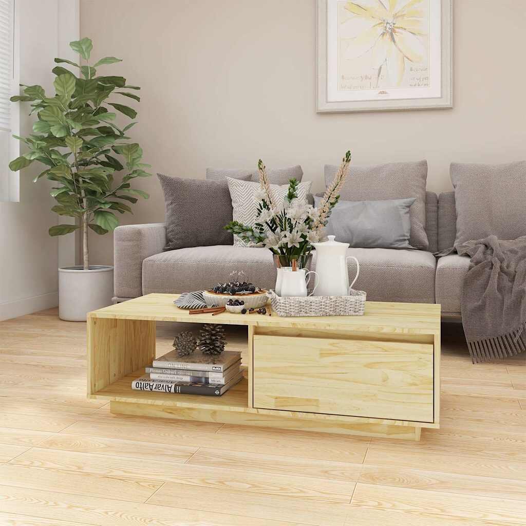 vidaXL Маса за кафе 110x50x335 см борово дърво масив