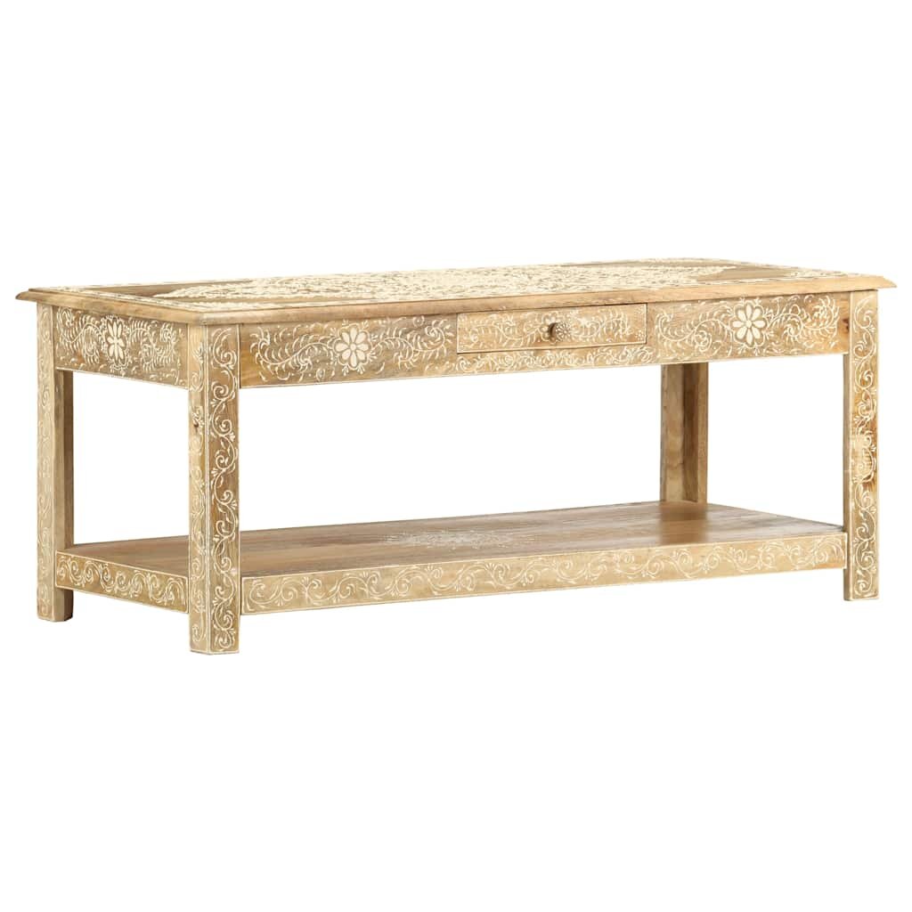 vidaXL Маса за кафе 110x50x45 см ръчно рисувана мангово дърво масив