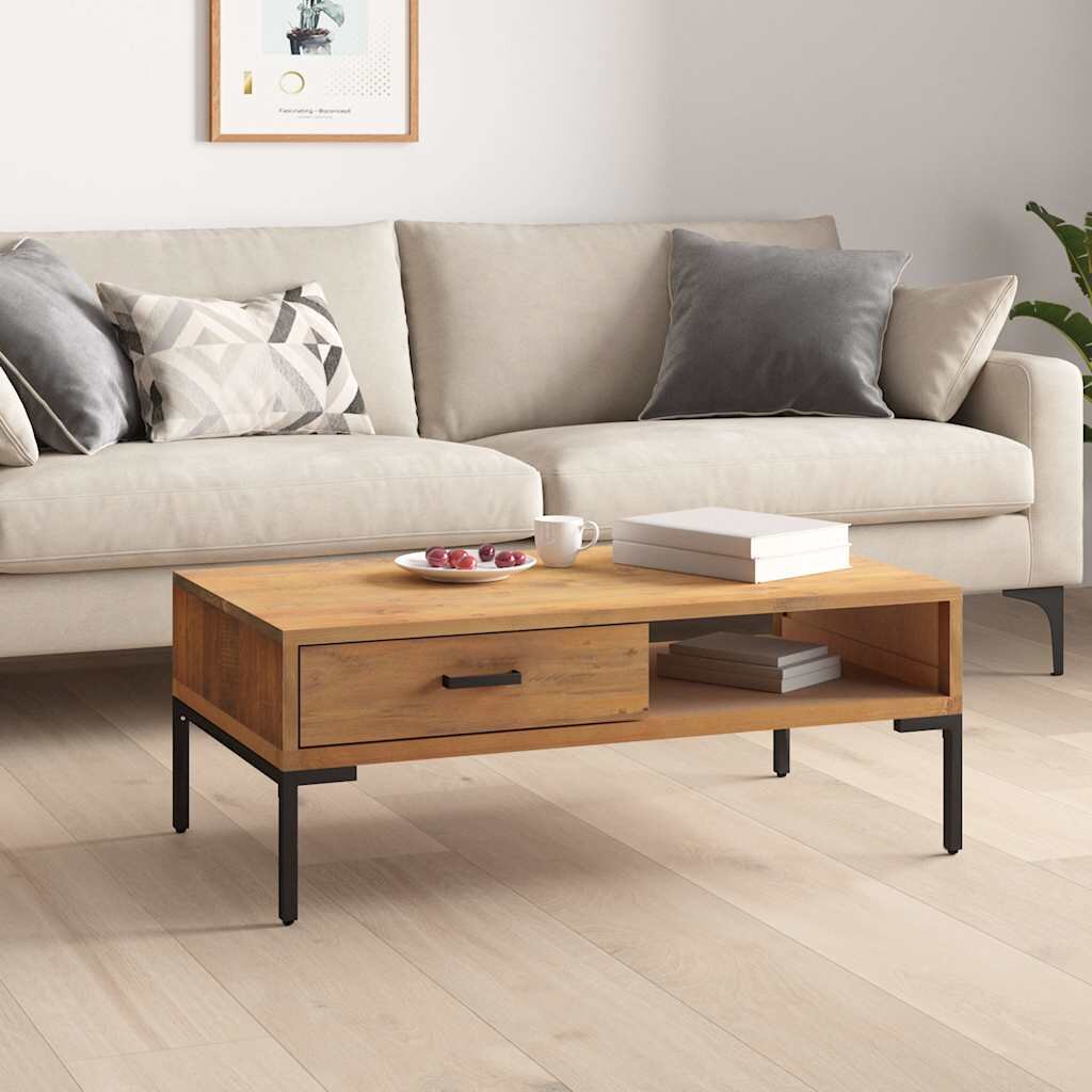 vidaXL Маса за кафе 90x50x35 см борово дърво масив