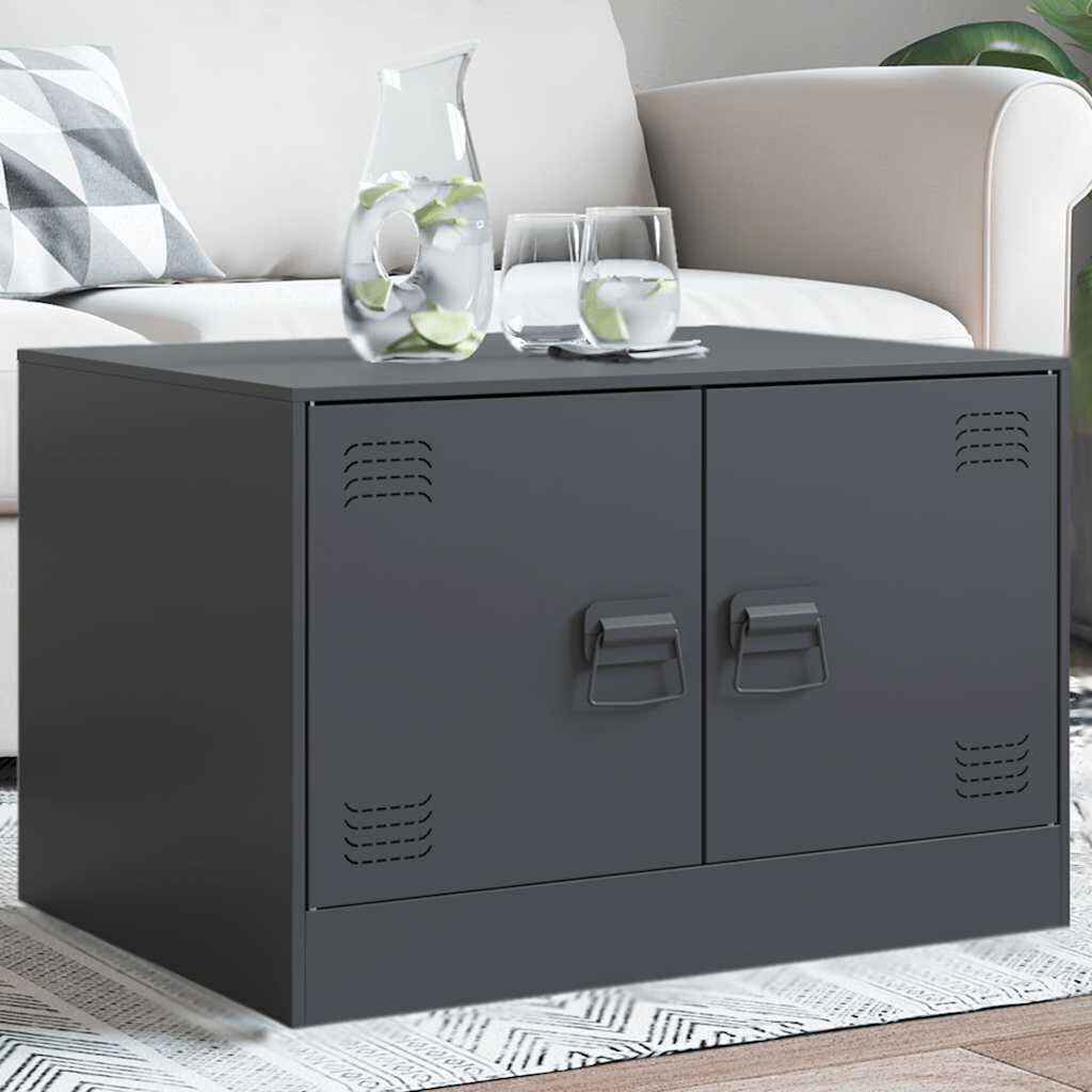 vidaXL Маса за кафе антрацит 67x50x44 см стомана