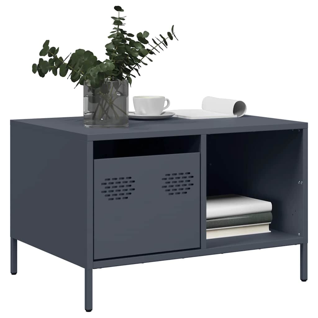 vidaXL Маса за кафе антрацит 685x50x435 см студеновалцувана стомана