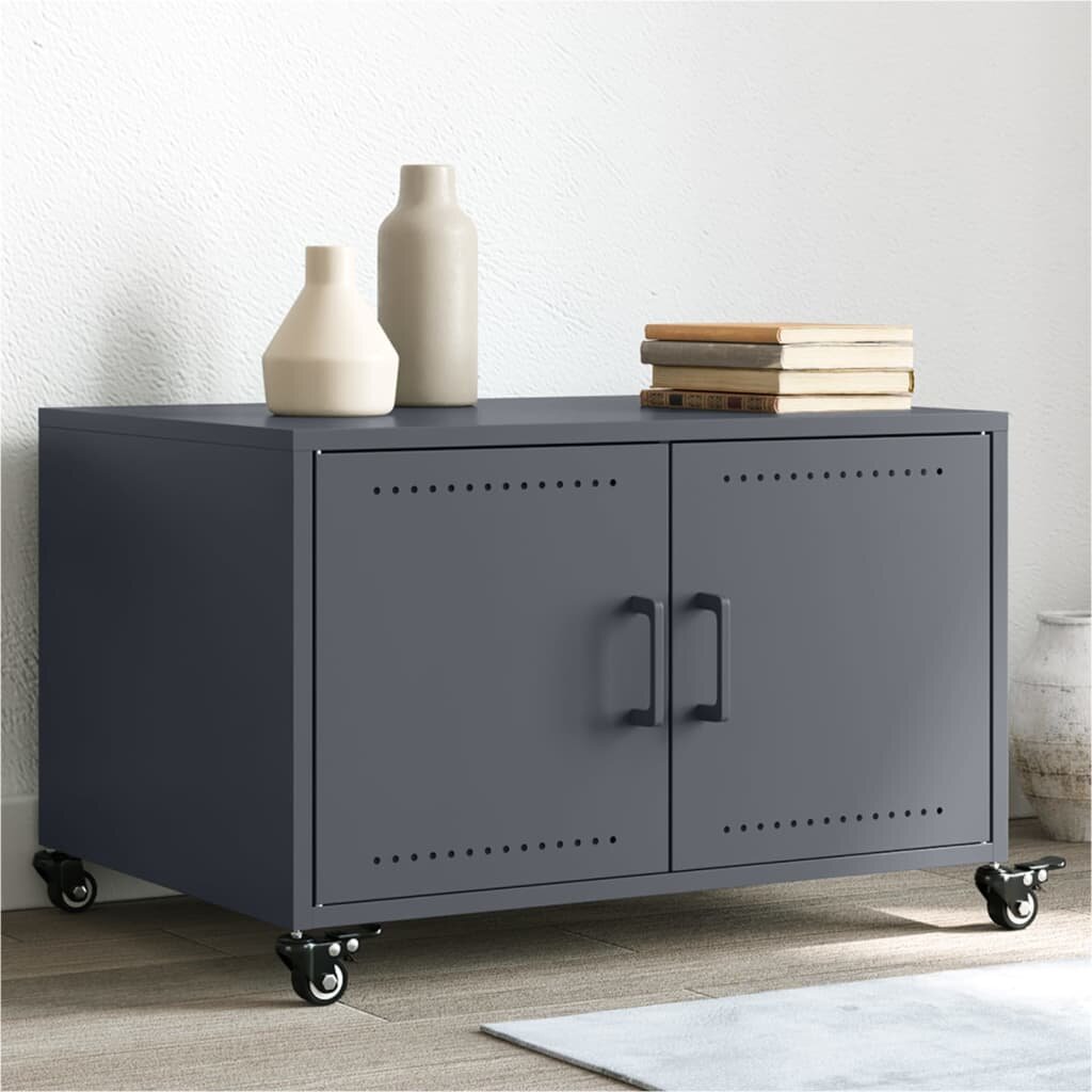 vidaXL Маса за кафе антрацит 68x50x435 см стомана