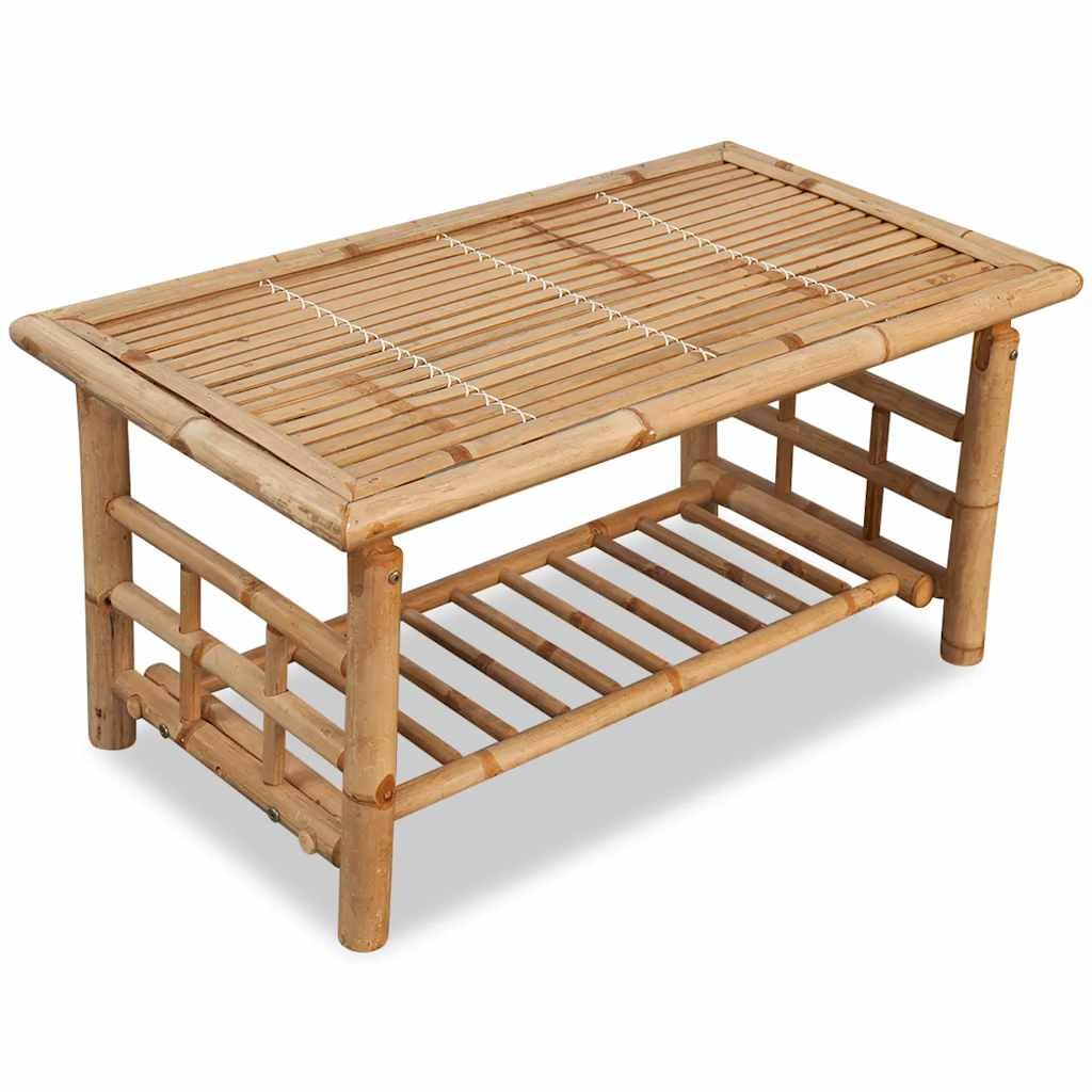 vidaXL Маса за кафе бамбук 90x50x45 cм