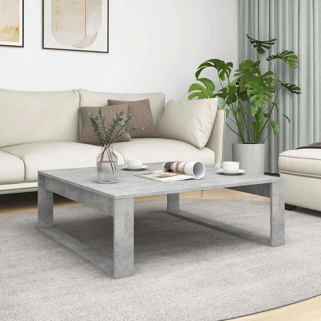 vidaXL Маса за кафе бетонно сива 100x100x35 см инженерно дърво