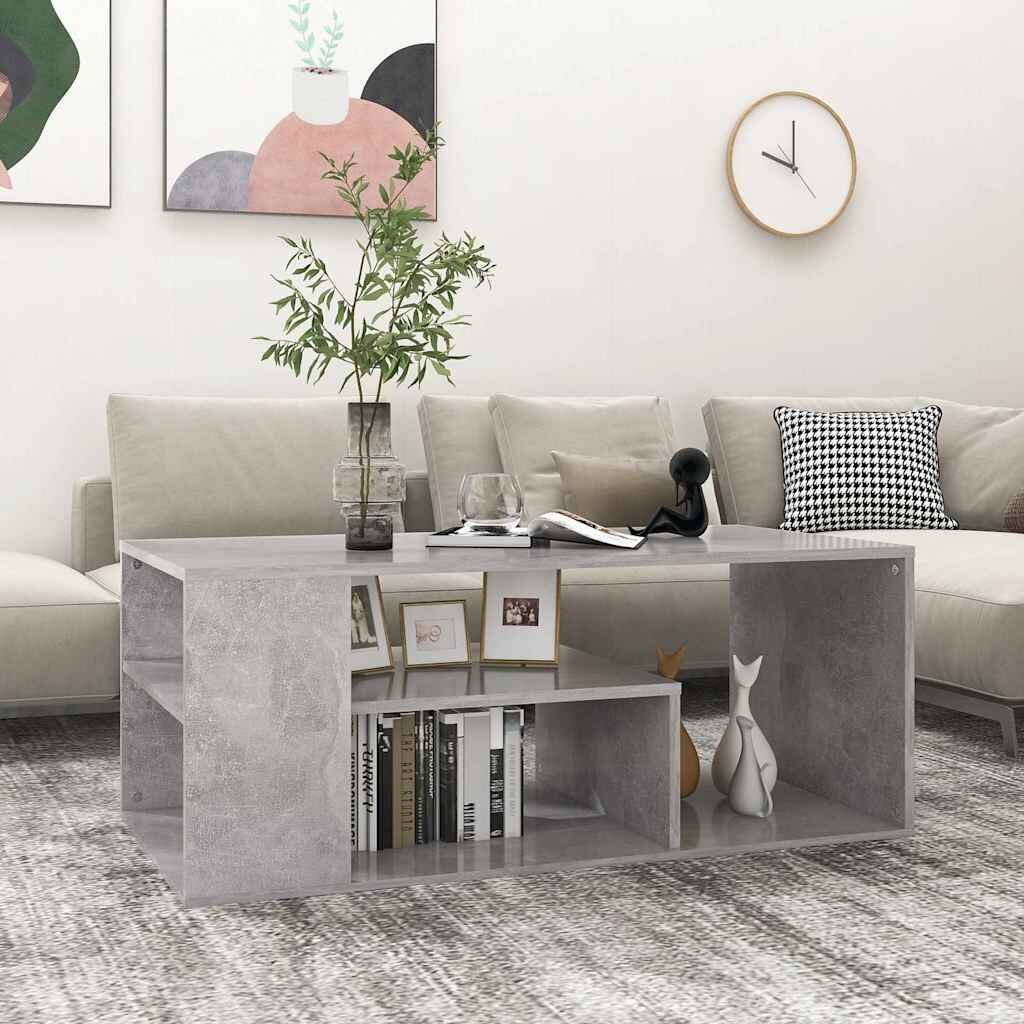vidaXL Маса за кафе бетонно сива 100x50x40 см инженерно дърво