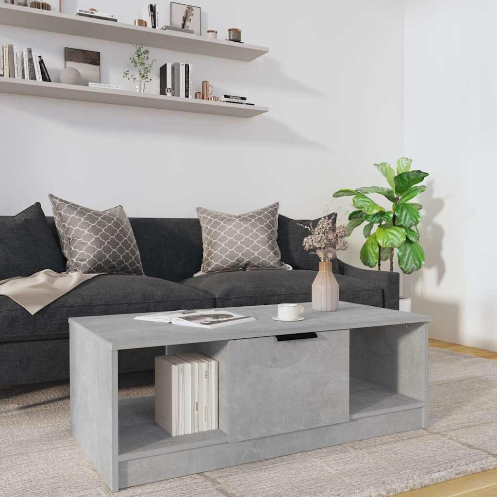 vidaXL Маса за кафе бетонно сива 102x50x36 см инженерно дърво