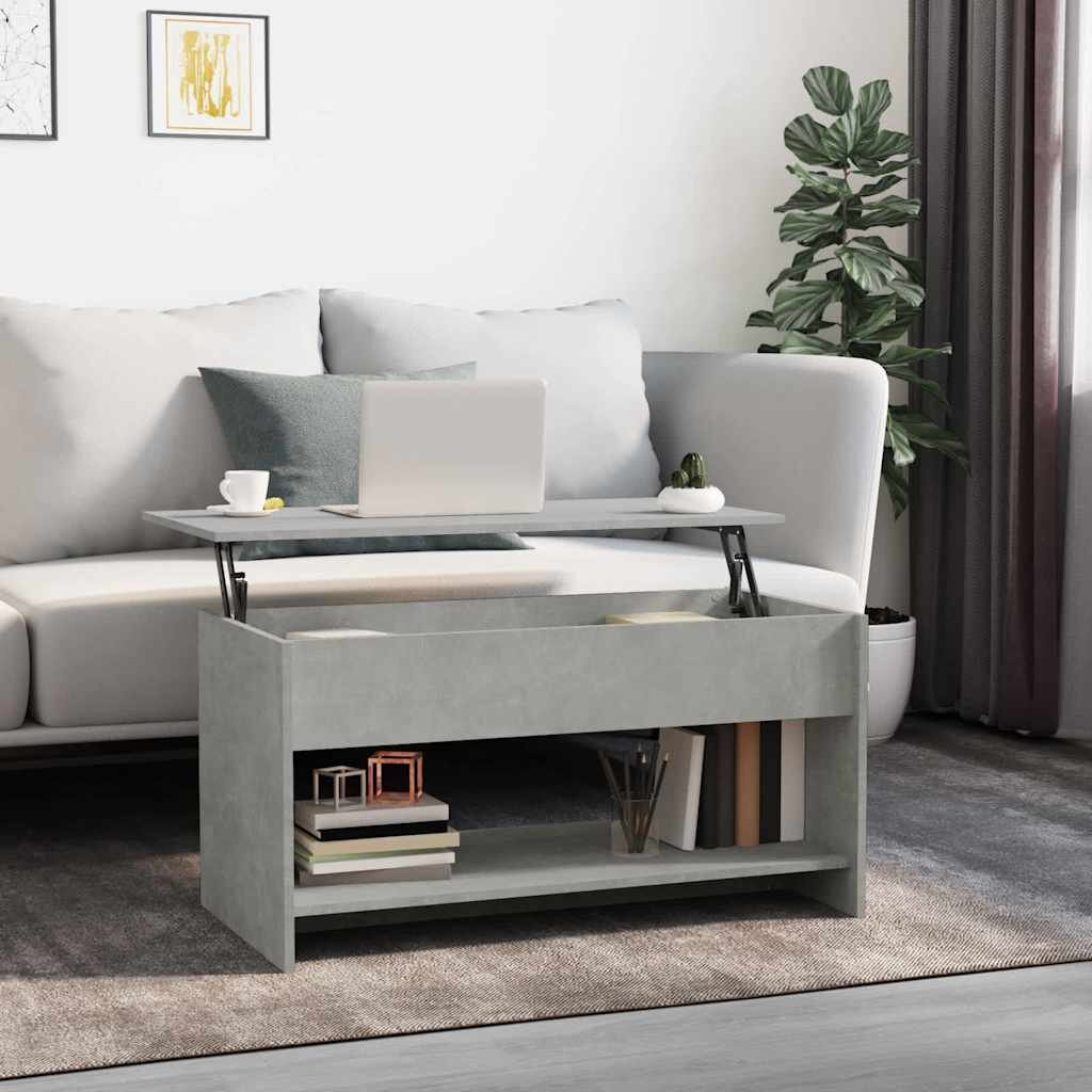 vidaXL Маса за кафе бетонно сива 102x50x525 см инженерно дърво