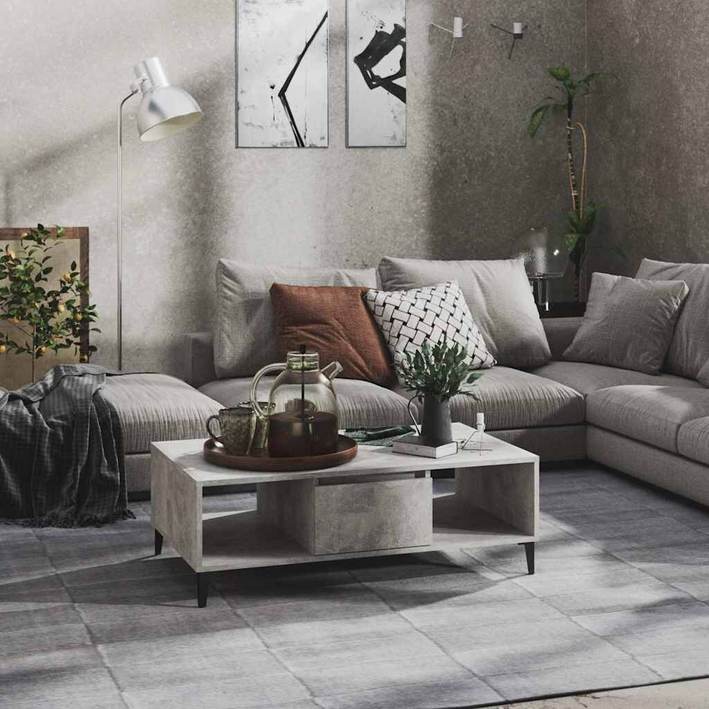 vidaXL Маса за кафе бетонно сива 1035x60x35 см инженерно дърво