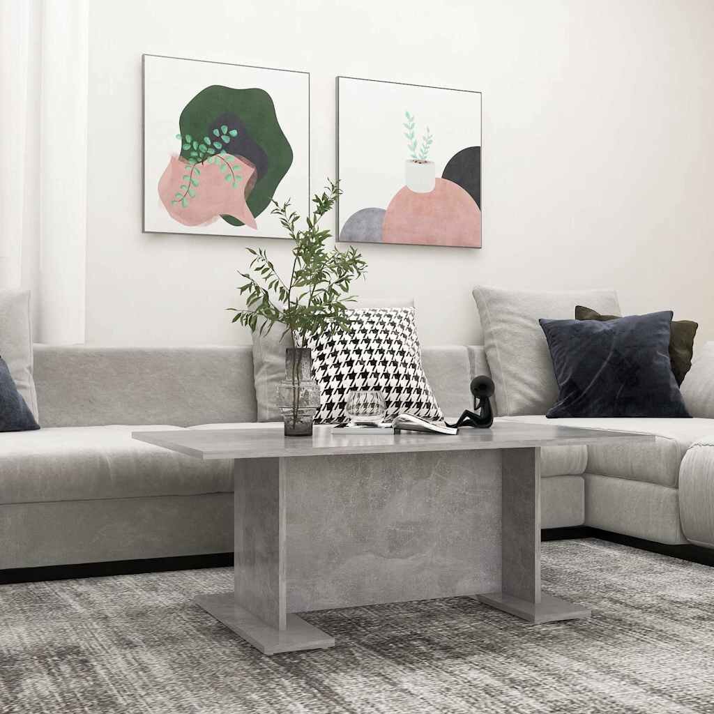 vidaXL Маса за кафе бетонно сива 1035x60x40 см инженерно дърво