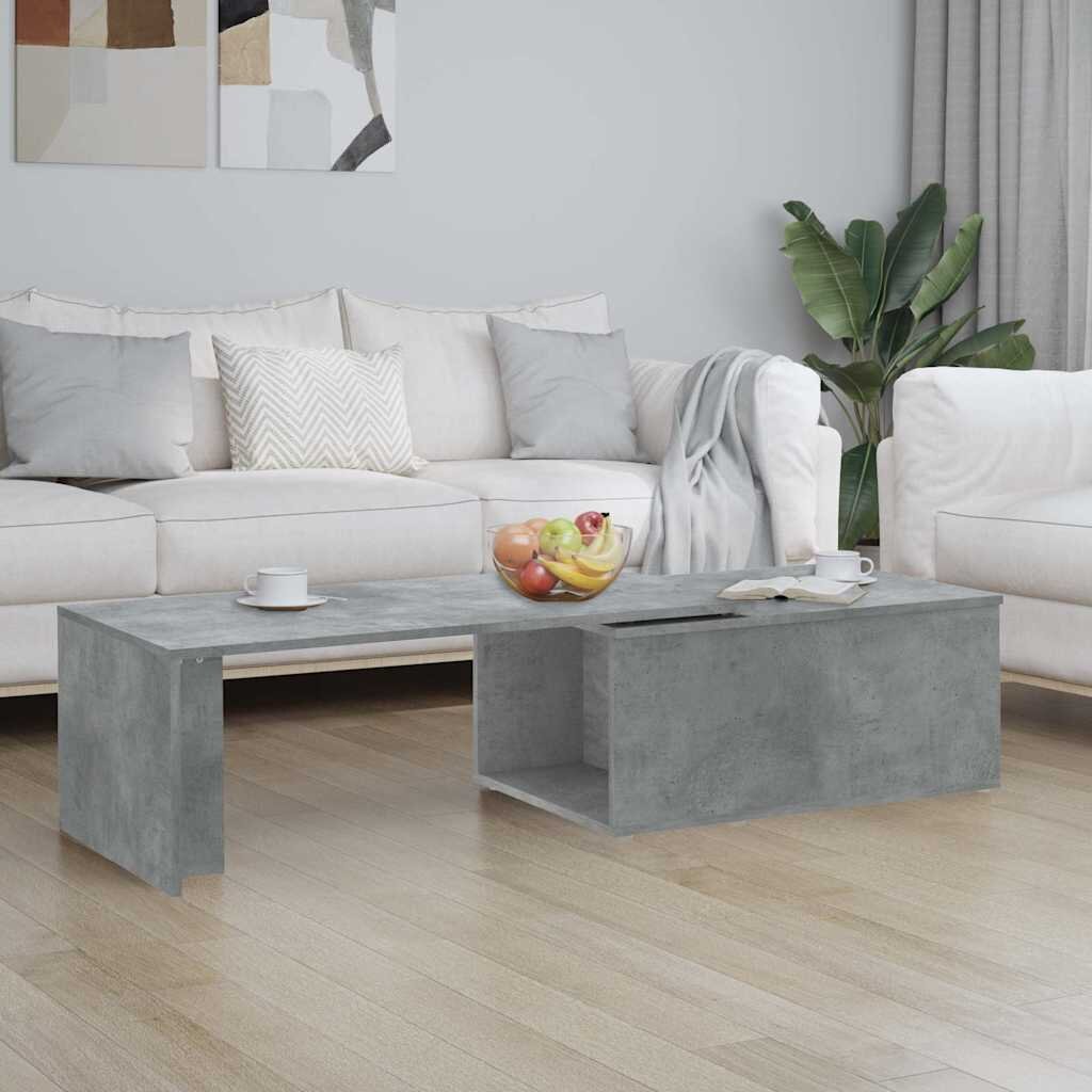 vidaXL Маса за кафе бетонно сива 150x50x35 см инженерно дърво