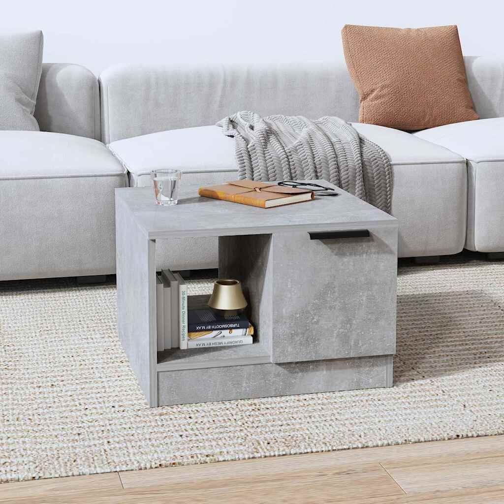 vidaXL Маса за кафе бетонно сива 50x50x36 см инженерно дърво