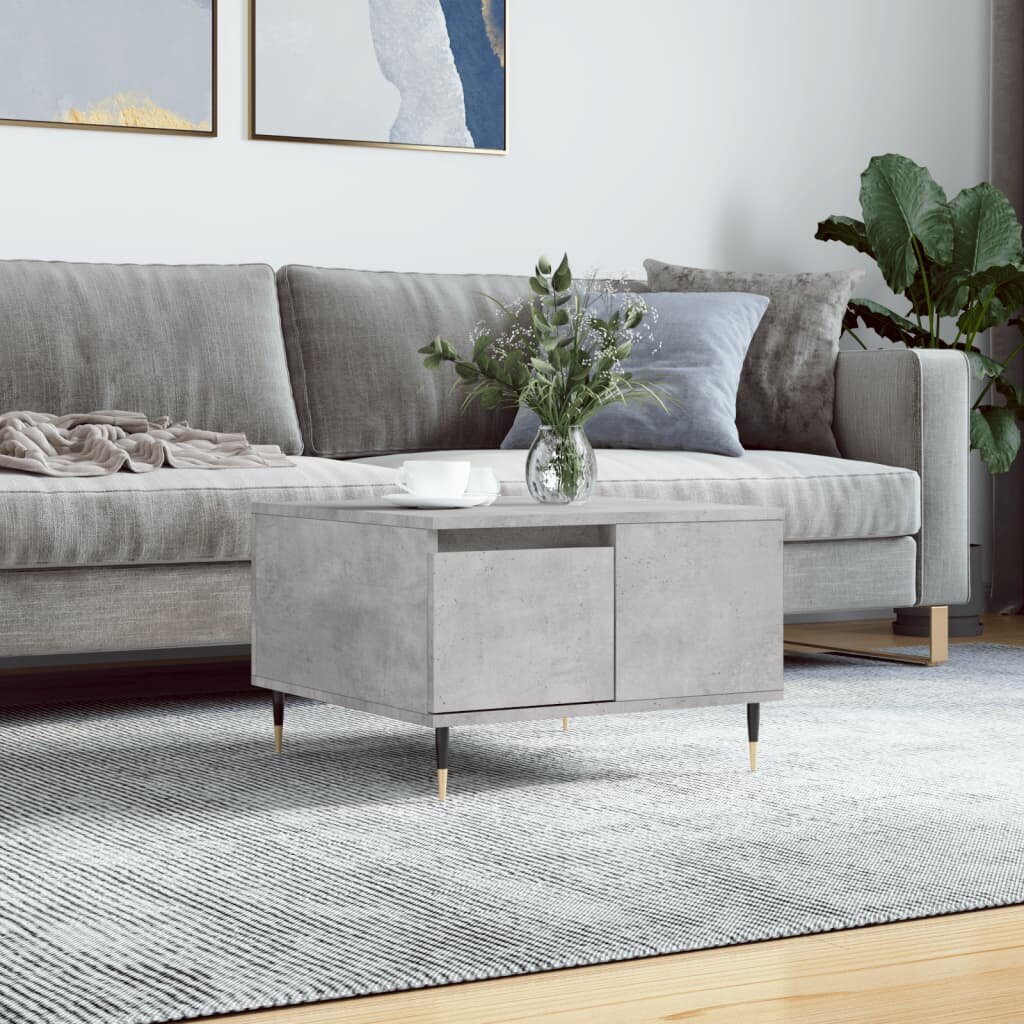 vidaXL Маса за кафе бетонно сива 55x55x365 см инженерно дърво