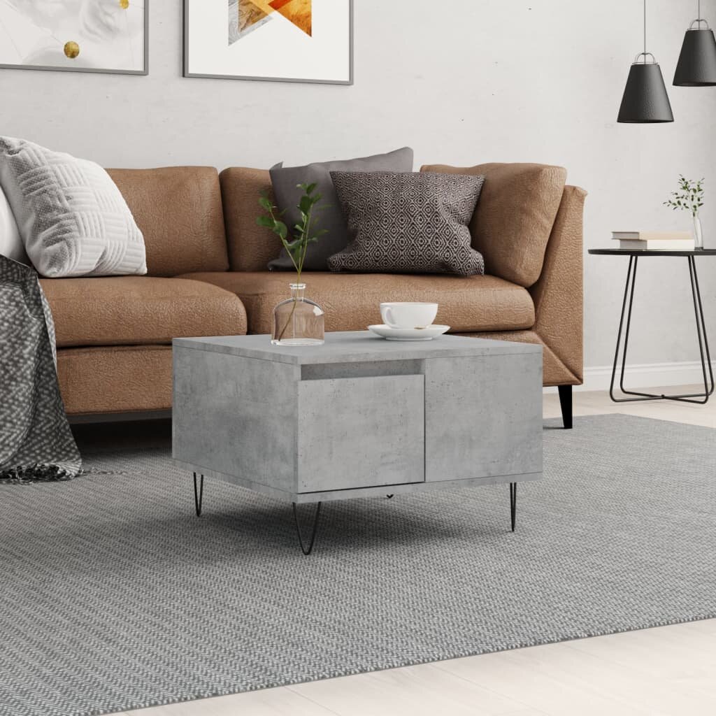 vidaXL Маса за кафе бетонно сива 55x55x365 см инженерно дърво
