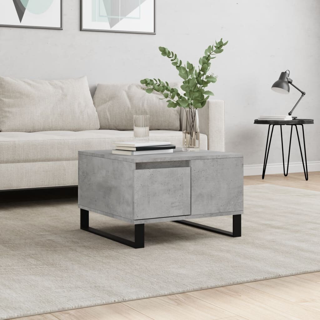 vidaXL Маса за кафе бетонно сива 55x55x365 см инженерно дърво