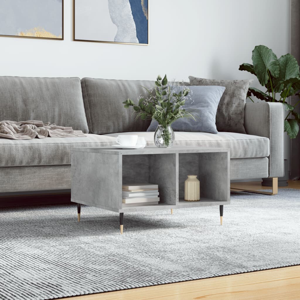 vidaXL Маса за кафе бетонно сива 60x50x365 см инженерно дърво