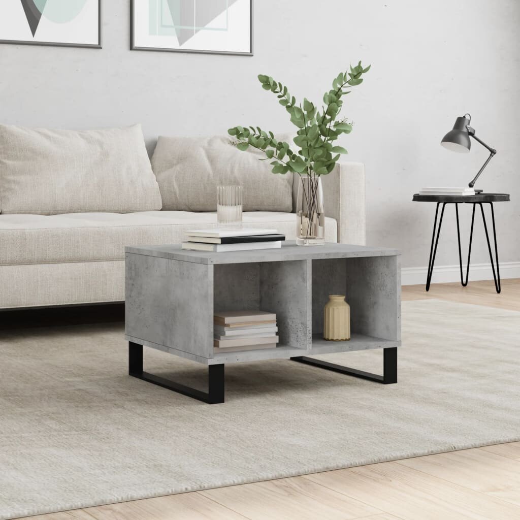 vidaXL Маса за кафе бетонно сива 60x50x365 см инженерно дърво