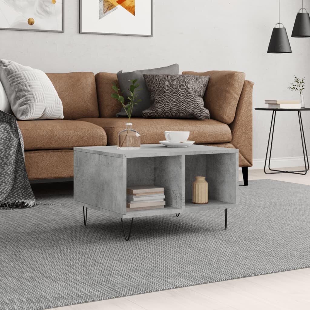 vidaXL Маса за кафе бетонно сива 60x50x365 см инженерно дърво