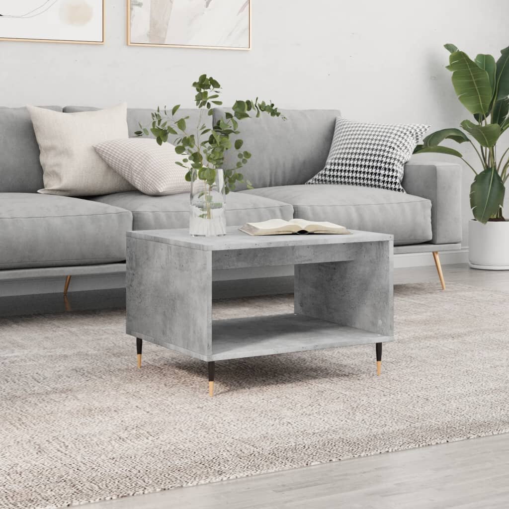 vidaXL Маса за кафе бетонно сива 60x50x40 см инженерно дърво