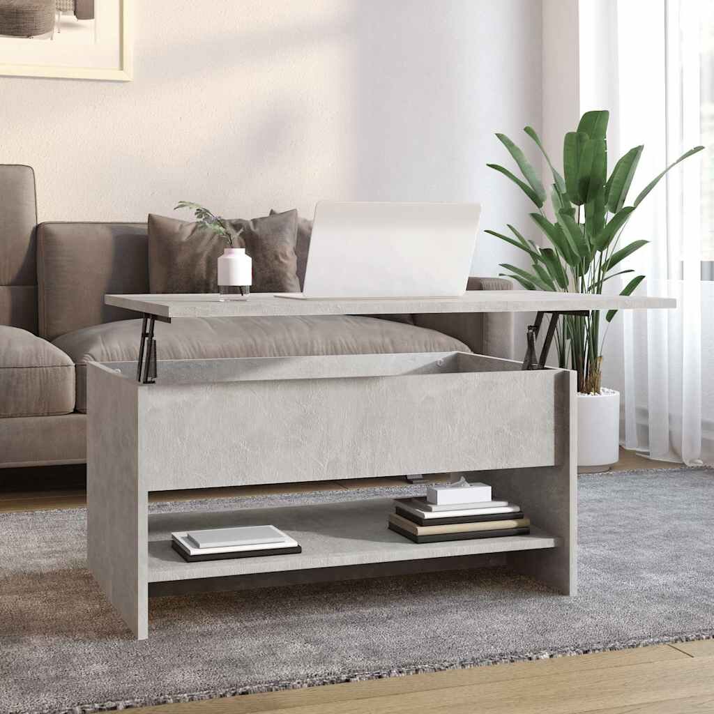 vidaXL Маса за кафе бетонно сива 80x50x40 см инженерно дърво