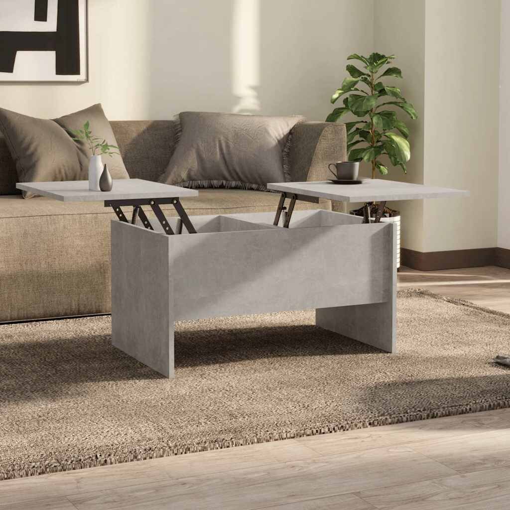 vidaXL Маса за кафе бетонно сива 80x50x425 см инженерно дърво
