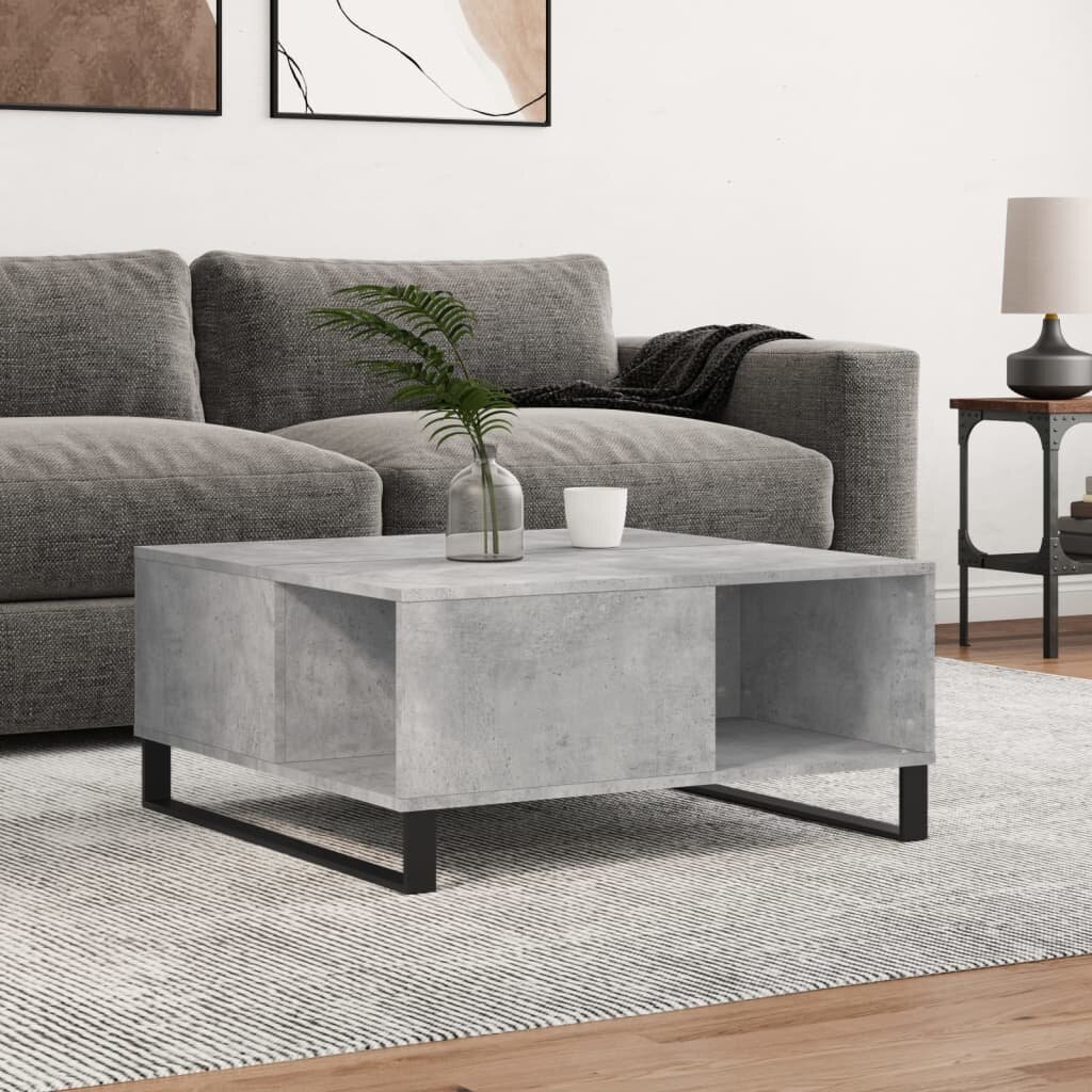 vidaXL Маса за кафе бетонно сива 80x80x365 см инженерно дърво
