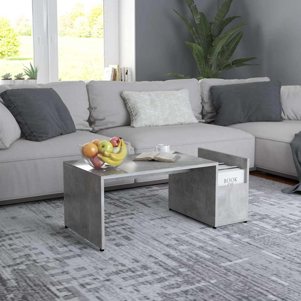 vidaXL Маса за кафе бетонно сива 90x45x35 см инженерно дърво