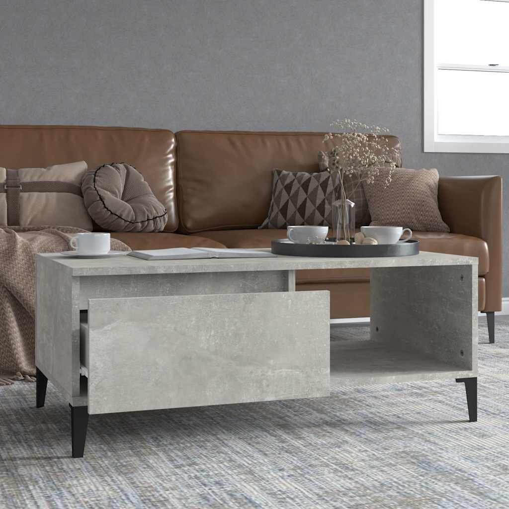 vidaXL Маса за кафе бетонно сива 90x50x365 см инженерно дърво