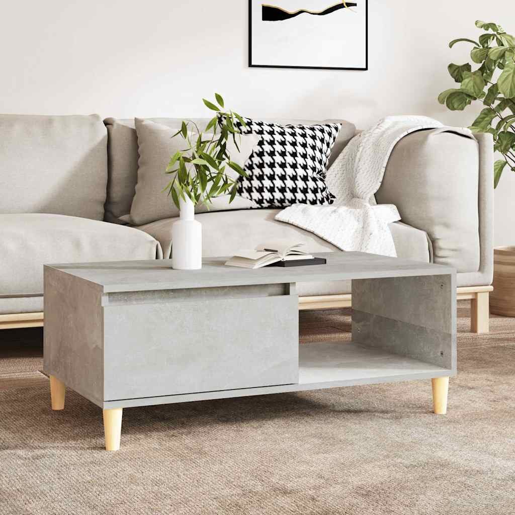 vidaXL Маса за кафе бетонно сива 90x50x365 см инженерно дърво