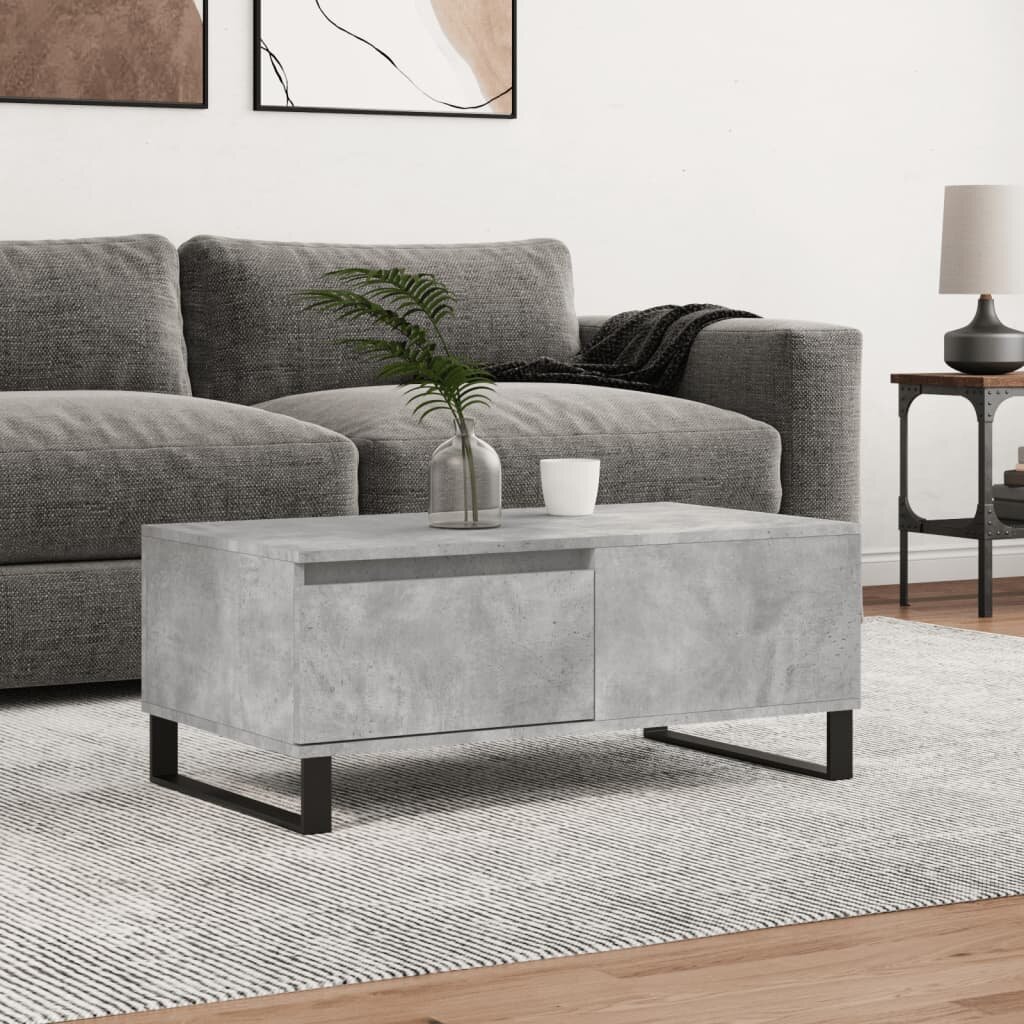 vidaXL Маса за кафе бетонно сива 90x50x365 см инженерно дърво