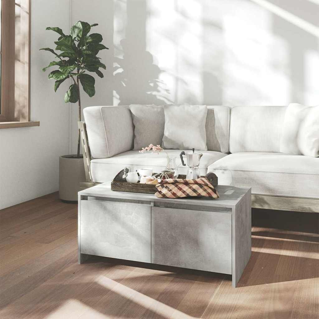 vidaXL Маса за кафе бетонно сива 90x50x415 см инженерно дърво