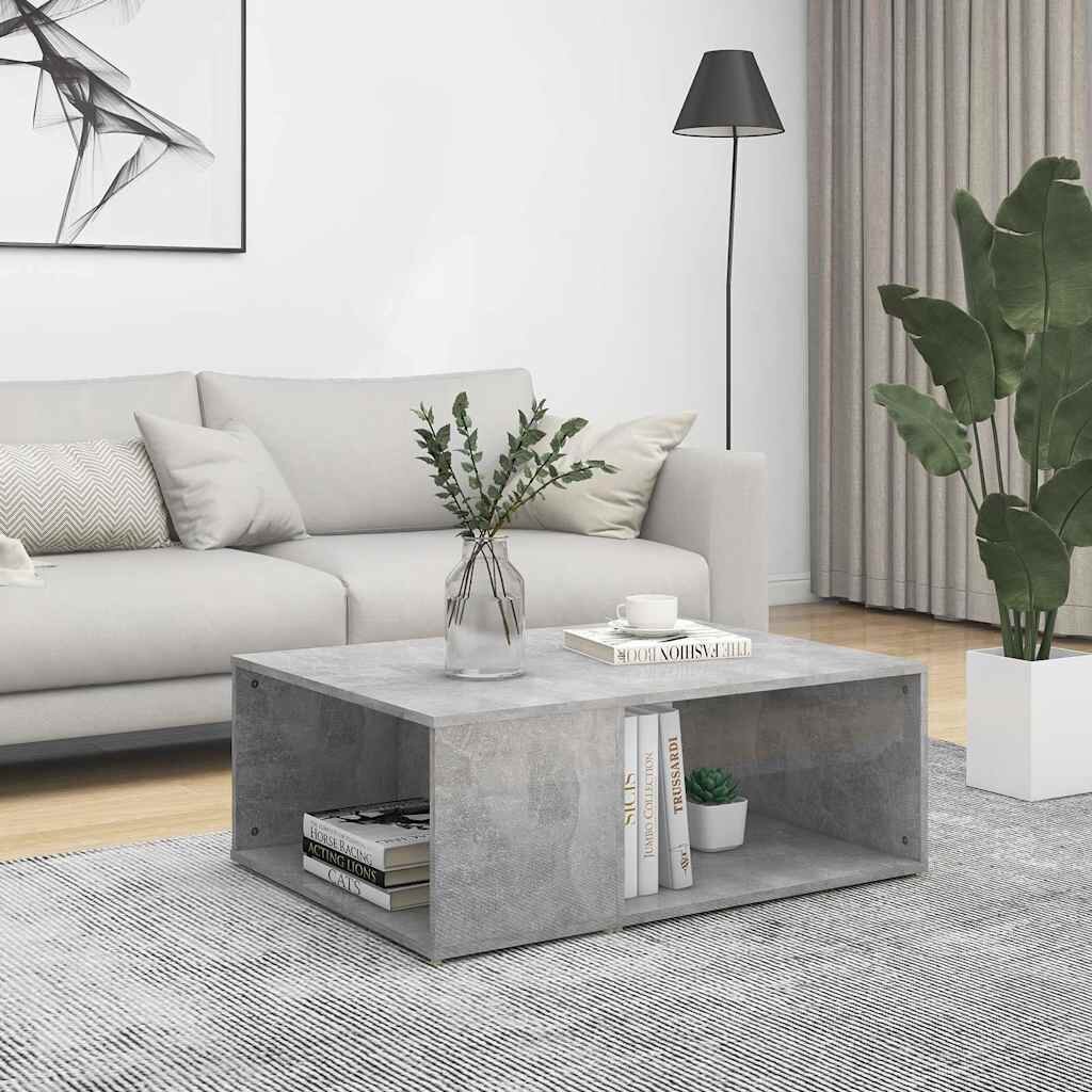 vidaXL Маса за кафе бетонно сива 90x67x33 см инженерно дърво