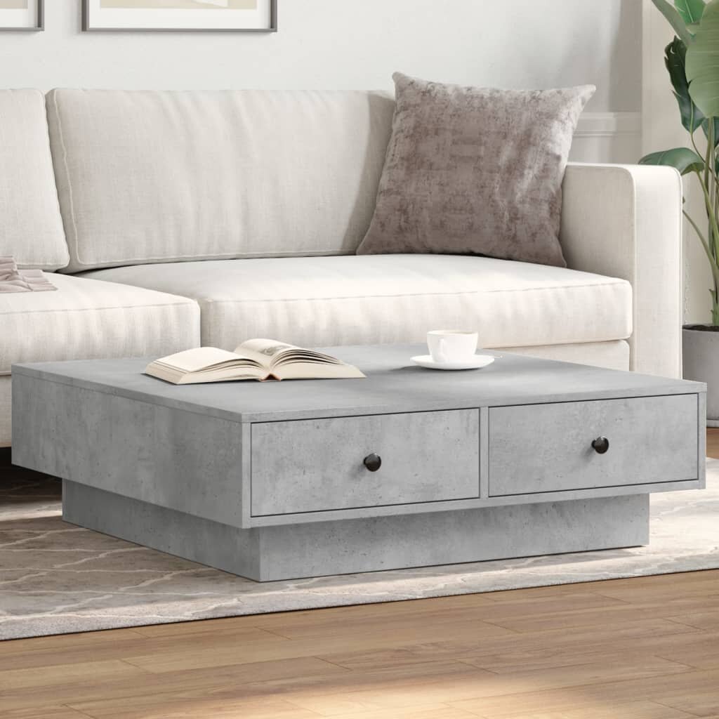 vidaXL Маса за кафе бетонно сива 90x90x28 см инженерно дърво