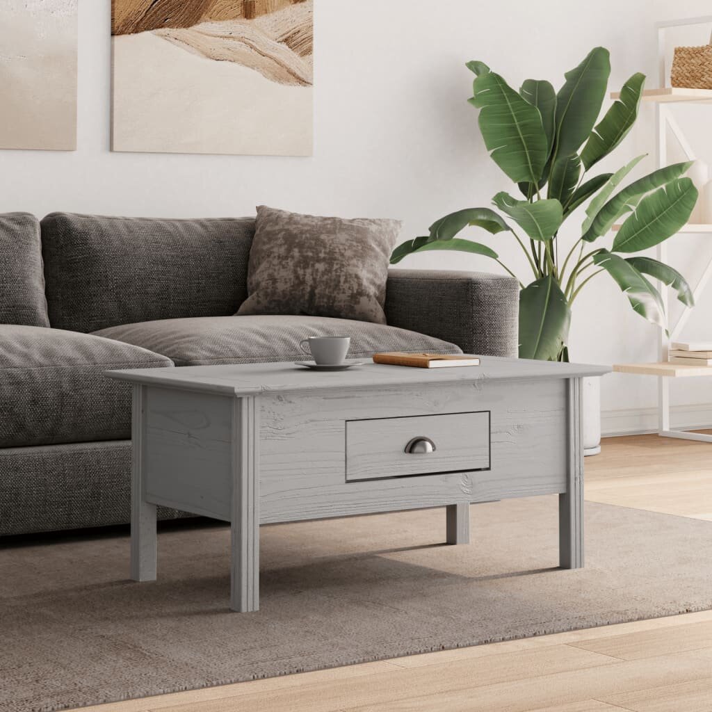 vidaXL Маса за кафе BODO сива 100x55x46 см бор масив