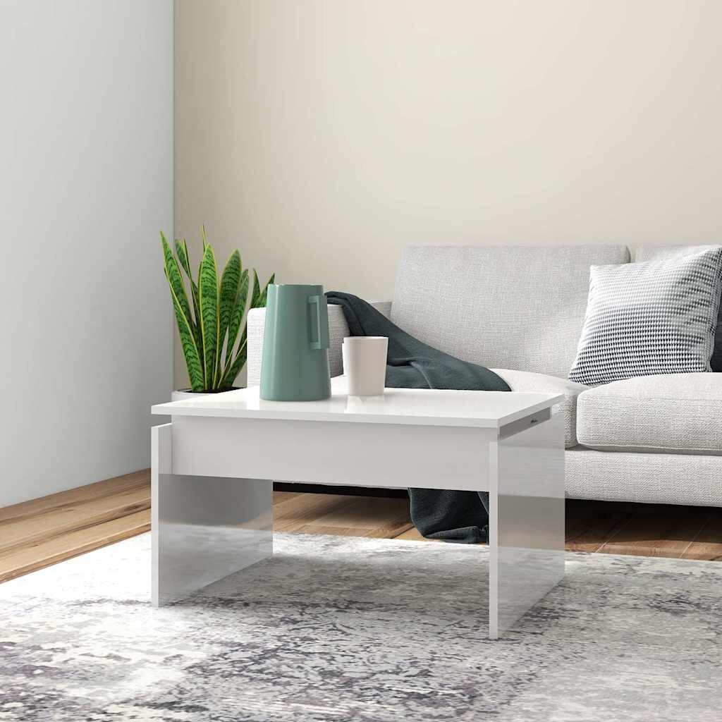 vidaXL Маса за кафе бял гланц 68x50x38 см инженерно дърво