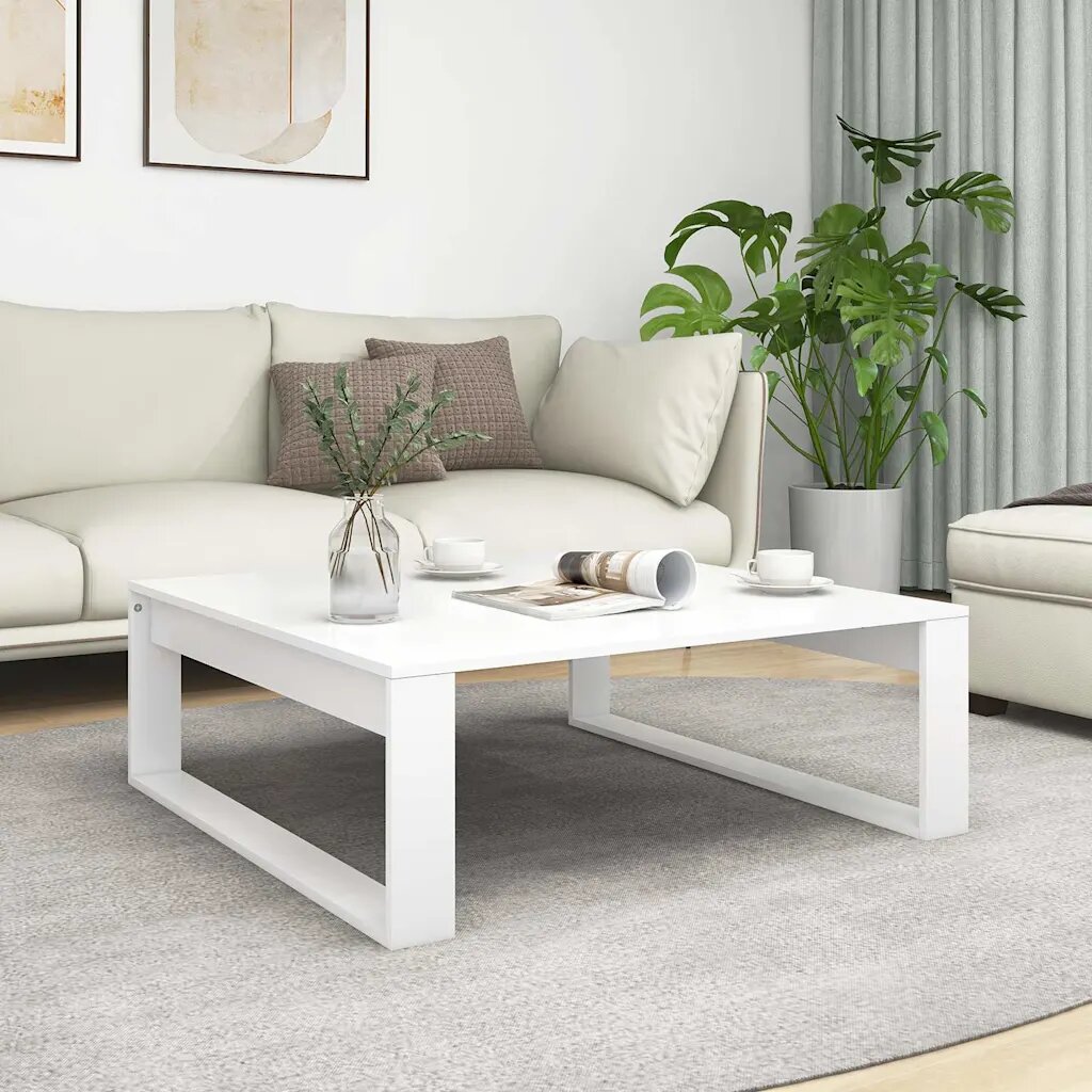 vidaXL Маса за кафе бяла 100x100x35 см инженерно дърво